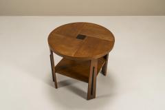 Amsterdam School Side Table In Oak With Ebony Accent The Netherlands 1930s - 3297654