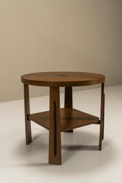 Amsterdam School Side Table In Oak With Ebony Accent The Netherlands 1930s - 3297656