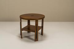 Amsterdam School Side Table In Oak With Ebony Accent The Netherlands 1930s - 3297658