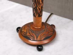 Amsterdam School Table Lamp with Carved Foliate Decoration Netherlands 1920s - 4523208