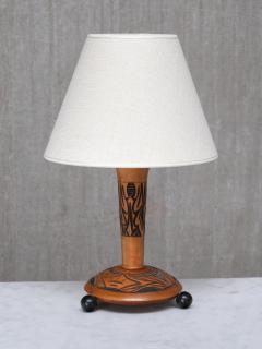 Amsterdam School Table Lamp with Carved Foliate Decoration Netherlands 1920s - 4523212