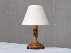 Amsterdam School Table Lamp with Carved Foliate Decoration Netherlands 1920s - 4523217