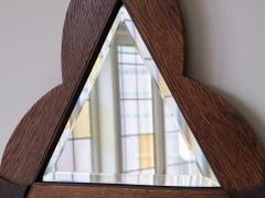 Amsterdam School Trefoil Mirror in Oak and Ebony Macassar Netherlands 1930s - 4146040