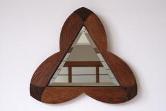 Amsterdam School Trefoil Mirror in Oak and Ebony Macassar Netherlands 1930s - 4146042