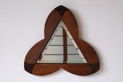 Amsterdam School Trefoil Mirror in Oak and Ebony Macassar Netherlands 1930s - 4146043
