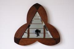 Amsterdam School Trefoil Mirror in Oak and Ebony Macassar Netherlands 1930s - 4146044