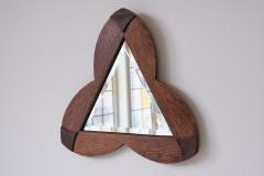 Amsterdam School Trefoil Mirror in Oak and Ebony Macassar Netherlands 1930s - 4146045
