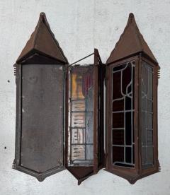 Amsterdam School of Design Pair of Restored Stained Glass Sconces Holland - 4251199