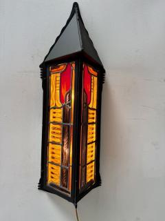 Amsterdam School of Design Pair of Restored Stained Glass Sconces Holland - 4251201