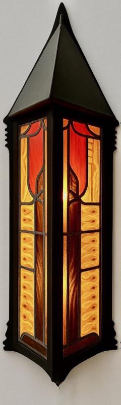 Amsterdam School of Design Pair of Restored Stained Glass Sconces Holland - 4251203