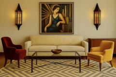 Amsterdam School of Design Pair of Restored Stained Glass Sconces Holland - 4251204