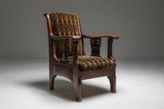 Amsterdam school armchair in Coromandel wood and tuchinksi fabric 1920s - 1638176