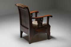 Amsterdam school armchair in Coromandel wood and tuchinksi fabric 1920s - 1638177