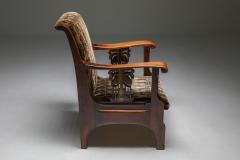 Amsterdam school armchair in Coromandel wood and tuchinksi fabric 1920s - 1638179