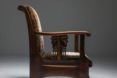 Amsterdam school armchair in Coromandel wood and tuchinksi fabric 1920s - 1638183
