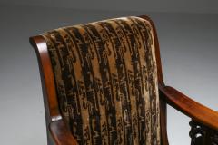 Amsterdam school armchair in Coromandel wood and tuchinksi fabric 1920s - 1638184