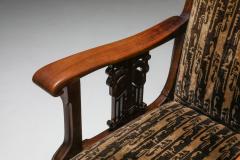 Amsterdam school armchair in Coromandel wood and tuchinksi fabric 1920s - 1638185