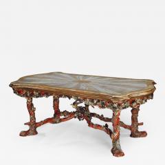 Amulet Bertoni ITALIAN CARVED WOOD POLYCHROME CENTRE TABLE WITH ONYX TOP BY AMULET BERTONI - 2627966