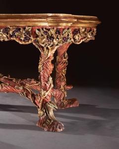Amulet Bertoni Outstanding Italian Carved Wood Polychrome Centre Table With Onyx Top - 4469558