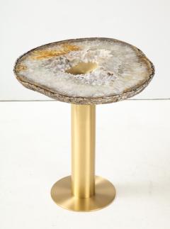 Amy Zook Moonscape II White Gray and Rust Agate Table on Custom Satin Brass Base - 1479272