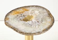 Amy Zook Moonscape II White Gray and Rust Agate Table on Custom Satin Brass Base - 1479273