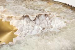 Amy Zook Moonscape II White Gray and Rust Agate Table on Custom Satin Brass Base - 1479274
