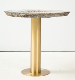 Amy Zook Moonscape II White Gray and Rust Agate Table on Custom Satin Brass Base - 1479277