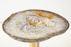 Amy Zook Moonscape II White Gray and Rust Agate Table on Custom Satin Brass Base - 1479278