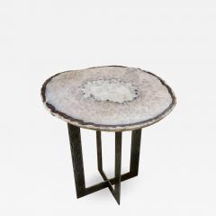 Amy Zook Moonscape Silver Agate Table on Custom Hand Chased Steel Base by Amy Zook - 770571