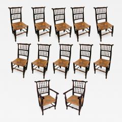 An 18th Century English Elmwood Set of Ten Side and Two Arm Spindle Back Chairs - 3241322