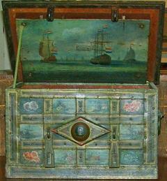 An 18th Century Polychromed Dutch Armada Iron Trunk - 3353541