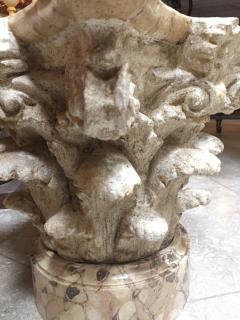 An American Painted Plaster Corinthian Capital with Faux Marble Base and Top - 572399