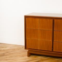 An American of Martinsville walnut mid century credenza with brass inlay 1960  - 2251130