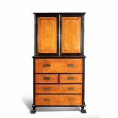 An Anglo Chinese camphor and ebony campaign secretaire bookcase - 1741985