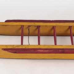 An Antique original yellow and red painted New England wood log sled  - 3058610