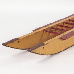 An Antique original yellow and red painted New England wood log sled  - 3058611