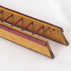 An Antique original yellow and red painted New England wood log sled  - 3058612