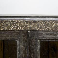 An Art Deco Dark Limed Oak Glazed Bookcase with Carved Floral Decoration - 4182424