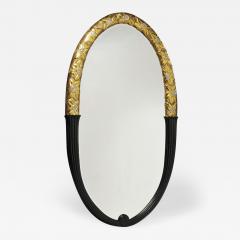 An Art Deco Inspired Gilt and Ebonized Oval Mirror by ILIAD Design - 480654