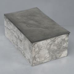 An Art Nouveau Continental Pewter Cigar Box W Cedar Lining Decor of Pheasant - 4186888
