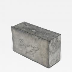An Art Nouveau Continental Pewter Cigar Box W Cedar Lining Decor of Pheasant - 4204123