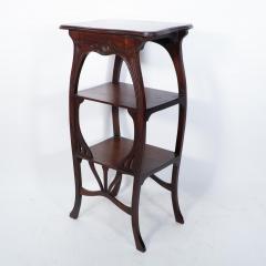 An Art Nouveau Mahogany Three Tier Plant Stand with Shallow Floral Carving - 4187099