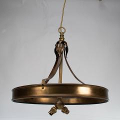 An Arts Craft Ceiling Light with Stylized Petals a Circular Brass Ring - 4192690