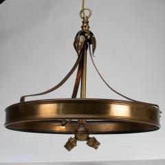 An Arts Craft Ceiling Light with Stylized Petals a Circular Brass Ring - 4192693