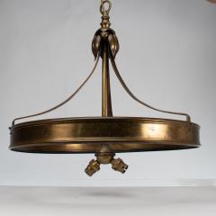An Arts Craft Ceiling Light with Stylized Petals a Circular Brass Ring - 4192696