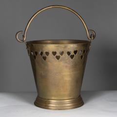 An Arts Crafts Brass Champagne Bucket with Pierced Voysey Style Heart Decor - 4189022