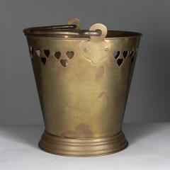 An Arts Crafts Brass Champagne Bucket with Pierced Voysey Style Heart Decor - 4189026