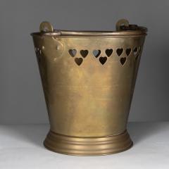 An Arts Crafts Brass Champagne Bucket with Pierced Voysey Style Heart Decor - 4189027