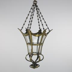 An Arts Crafts Brass Conical Shaped Lantern with Its Original Conical Shade - 4192700