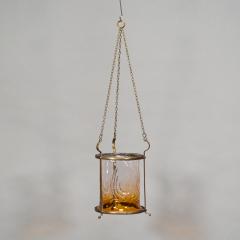 An Arts Crafts Brass Lantern with Subtle Bronze Tinged Shade - 4192708